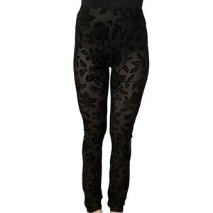 Simone Wild Sheer Pants Black Floral Goth Mesh Sexy Whimsigoth Size Medium